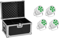 4er Bundle Eurolite Led Silent Par 6 QCL ws + Case